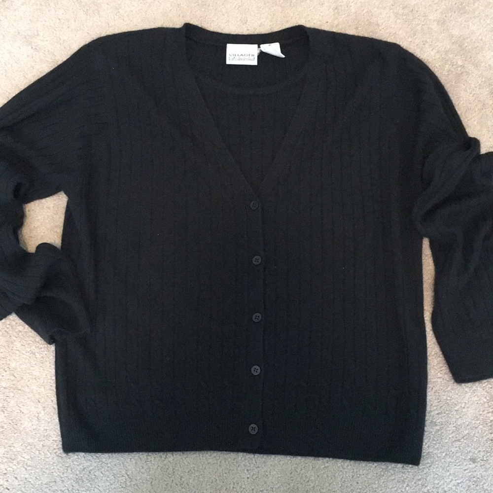 black sweater button front